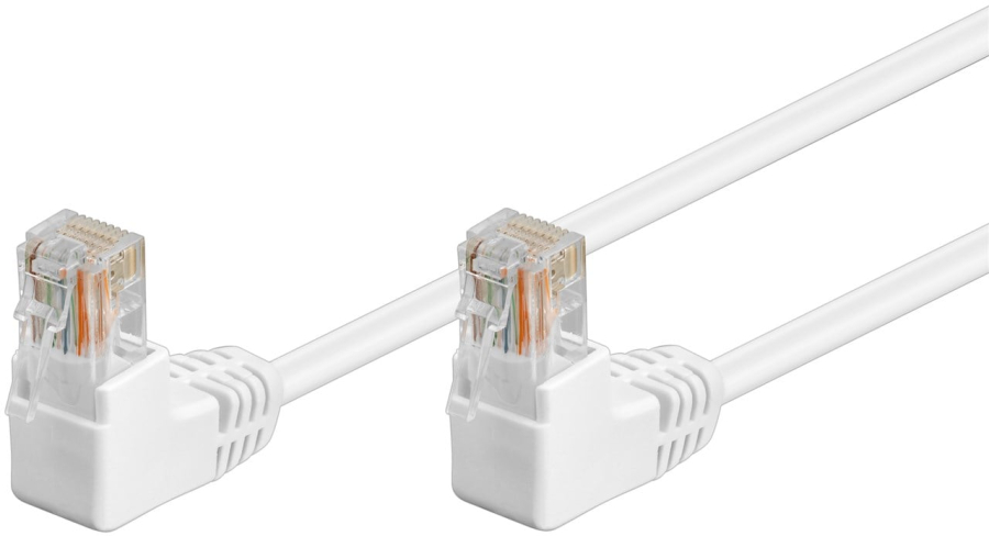 Cavo di rete Patch Angolato 90° CCA Cat. 5e Bianco UTP 0.25 m